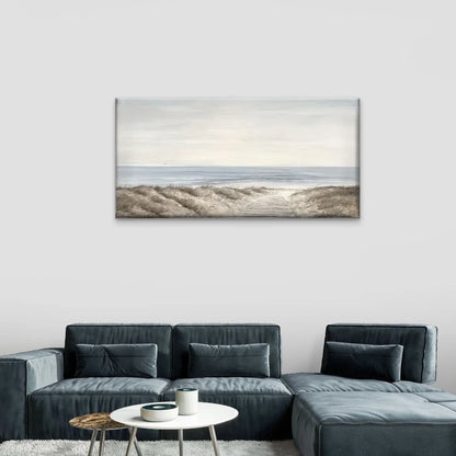 The Road Beach White Sky Wall Art Canvas Office Home Room Framed 120x60cm