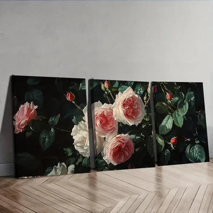 3pcs Oil Painting Roses Design Wonder Perfect Wall Art Set Canvas Unframed - High Quality Print 100% Australian Made Wall Canvas