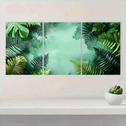 3pcs Green Watercolor Painting Floral Art ER      Wall t Set Canvas Framed 60x90cm - High Quality Print 100% Australian Made Wall Canvas Ready to Hang