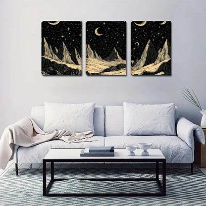 3pcs The Moon On The Sky Art Style Wall Art Canvas Unframed - High Quality Print 100% Australian Made Wall Canvas