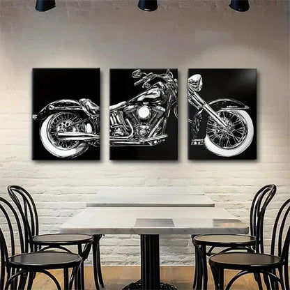 3pcs Vintage Motorcycle Classic Bike Wall Art Canvas Unframed - High Quality Print 100% Australian Made Wall Canvas