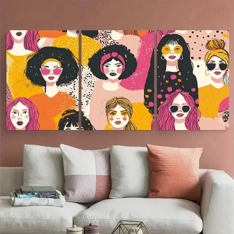 3pcs College Apartment Aesthetic Girls Perfect Wall Art Canvas Framed 60x90cm - Bella Home Decor
