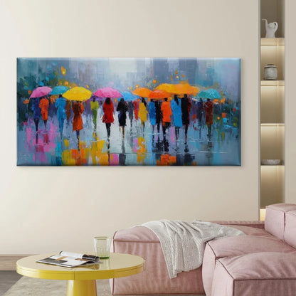 Rainy Urban Street Wall Art Canvas Office Home Room Framed 120x60cm
