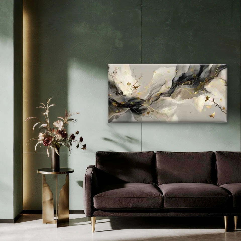 Golden Marble-like Abstract WaveWall Art Canvas Office Home Room Framed 120x60cm - Bella Home Decor