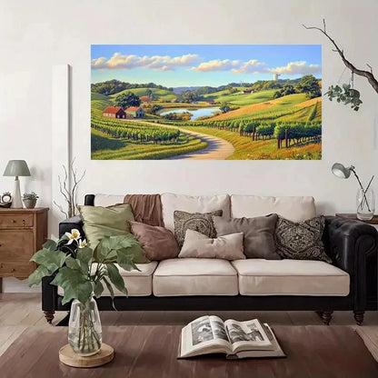 Vineyards Countryside Road Wall Art Canvas Office Home Room Framed 120x60cm