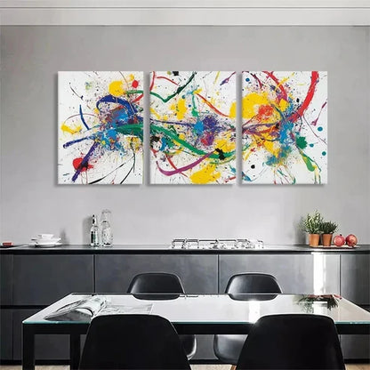 3pcs Abstract Colorful Splatter Graffiti  Art Set Canvas Unframed - High Quality Print 100% Australian Made Wall Canvas - Bella Home Decor