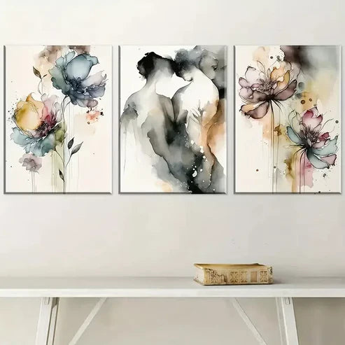 3pcs Modern Love Embraces Abstract Figure Art Set Canvas Unframed - High Quality Print 100% Australian Made Wall Canvas