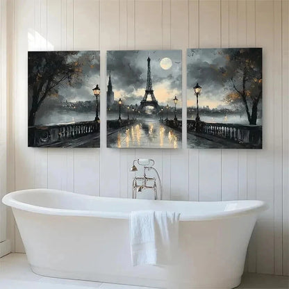 3pcs Paris Eiffel Tower Romantic Rainy Perfect Wall Art Set Canvas Framed 60x90cm - High Quality Print 100% Australian Made Wall Canvas Ready to Hang - Bella Home Decor