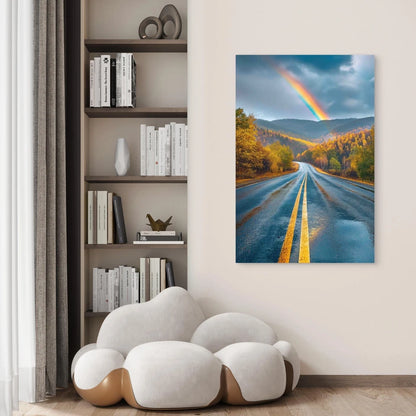 Rainbow End Road Landscape 40x60cm Metal Print Ready to Hang