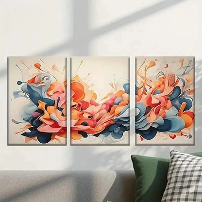 3pcs Abstract Orange and Blue painting Wall Art Canvas Unframed - High Quality Print 100% Australian Made Wall Canvas