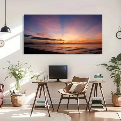 Seaside & Sky Contrast Lands Wall Art Canvas Office Home Room Framed 120x60cm