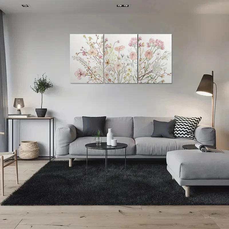 3pcs Watercolor Floral Botanical Themed Metal Print Ready to Hang Art - Bella Home Decor