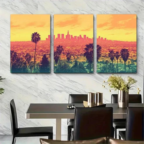 3pcs California City Los Angeles Perfect Wall Art Canvas Unframed - High Quality Print 100% Australian Made Wall Canvas - Bella Home Decor