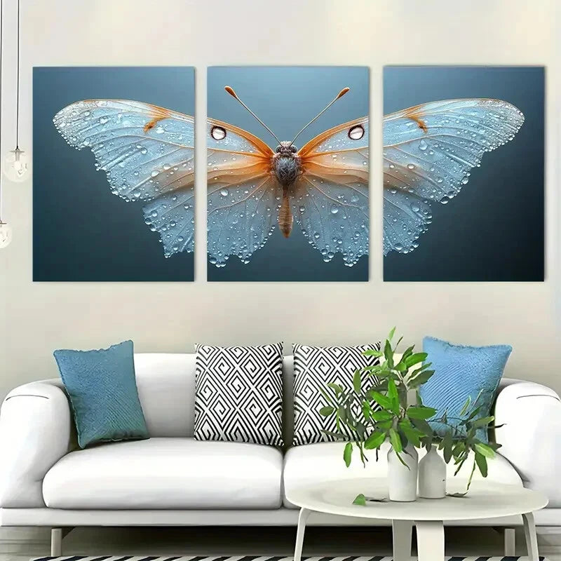 3pcs Butterfly Décor Fairy Wings Perfect Wall Art Set Canvas Framed 40x60cm - High Quality Print 100% Australian Made Wall Canvas Ready to Hang - Bella Home Decor