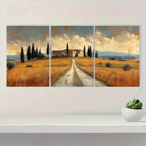 3pcs Dustin Way Country Landscape Wall Art Canvas Unframed - High Quality Print 100% Australian Made Wall Canvas - Bella Home Decor