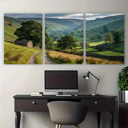 3pcs Yorkshire Dales Poster England  Perfect Wall Art Set Canvas Framed 50x70cm - High Quality Print 100% Australian Made Wall Canvas Ready to Hang