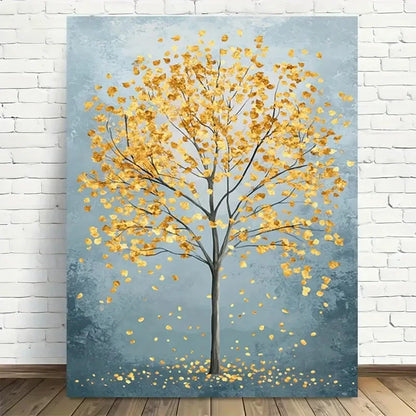 Beautiful Golden Tree Modern Vintage Painting 40x60cm Metal Print Ready to Hang - Bella Home Decor
