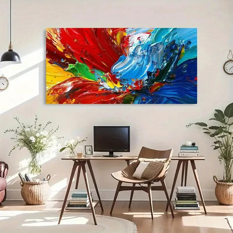 Brushstrokes Abstract Décor Wall Art Canvas Office Home Room Framed 120x60cm - Bella Home Decor