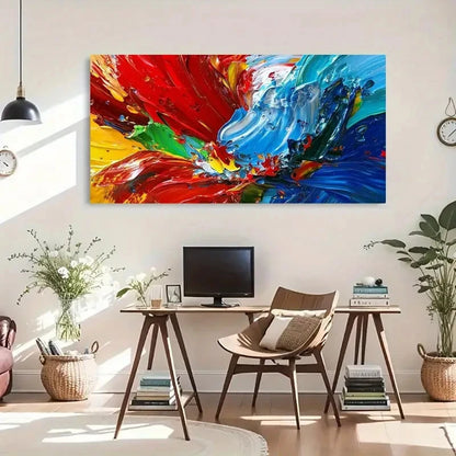 Brushstrokes Abstract Décor Wall Art Canvas Office Home Room Framed 120x60cm - Bella Home Decor