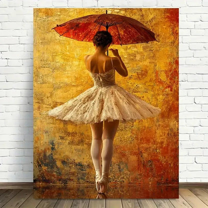 Beautiful Ballerina Umbrella Dance Painting 40x60cm Metal Print Ready to Hang - Bella Home Decor