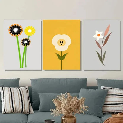 3pcs Modern Floral Abstract Flower Black Wall Art Set Wall Art Canvas Unframed – High Quality Print 100% Australian Made Wall Canvas