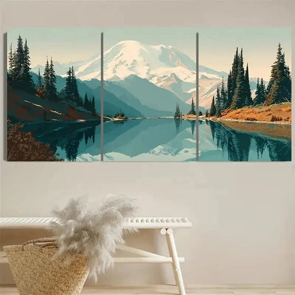3pcs Mount Rainier National Park Washington Wall Art Set Canvas Framed 60x90cm - High Quality Print 100% Australian Made Wall Canvas Ready to Hang