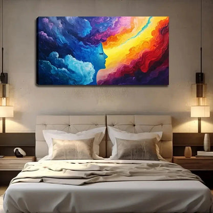 Vibrant Blue & Orange Clouds Wall Art Canvas Office Home Room Framed 120x60cm - Bella Home Decor
