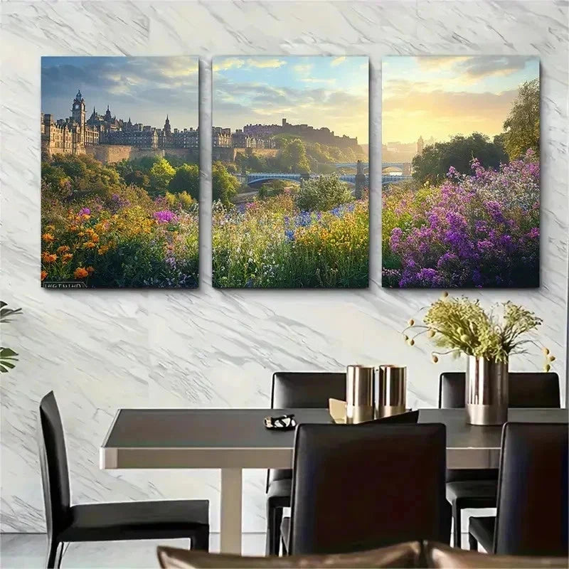 3pcs Vibrant Cityscape & Nature Scenery Perfect Wall Art Set Canvas Framed 50x70cm - High Quality Print 100% Australian Made Wall Canvas Ready to Hang