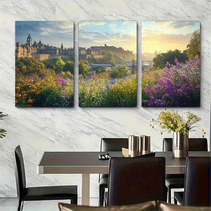 3pcs Vibrant Cityscape & Nature Scenery Perfect Wall Art Set Canvas Framed 50x70cm - High Quality Print 100% Australian Made Wall Canvas Ready to Hang