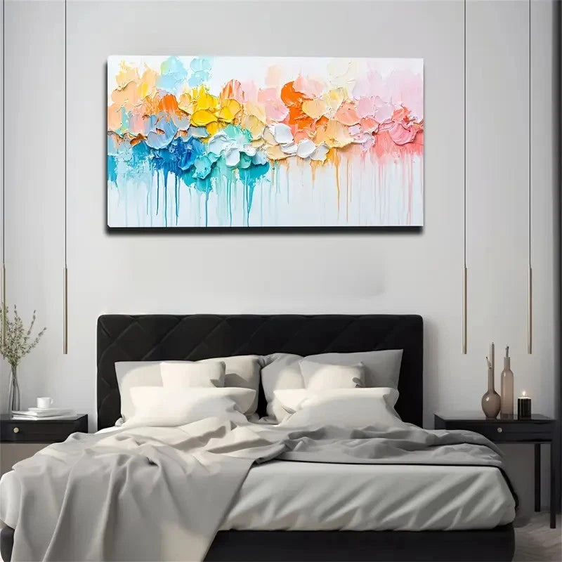 Colorful Drip Watercolour  Wall Art Canvas Office Home Room Framed 120x60cm