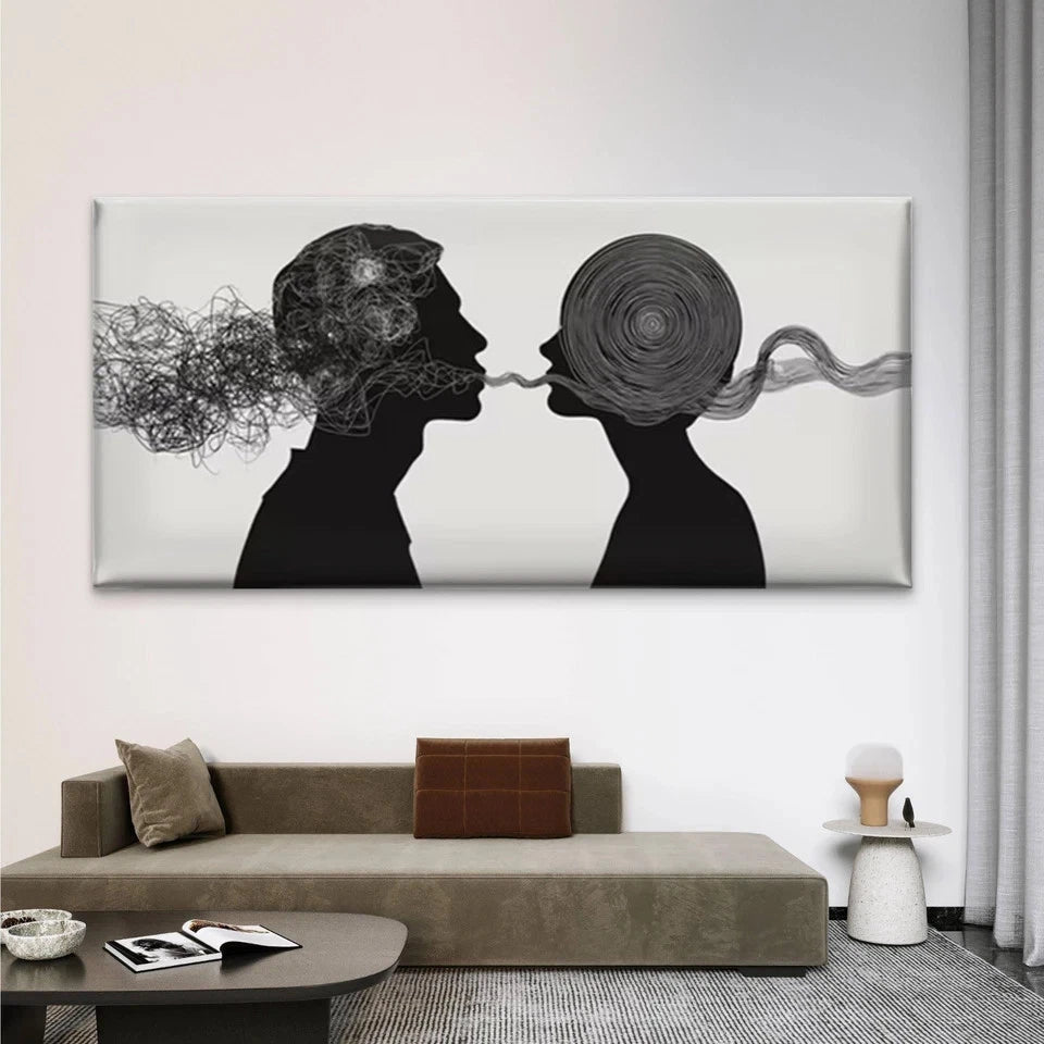 Silhouette with & Abstract Wall Art Canvas Office Home Room Framed 120x60cm
