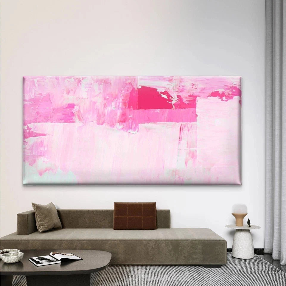 Pink Painting Elements Wall Art Canvas Office Home Room Framed 120x60cm