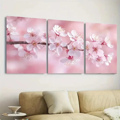 3pcs Japanese Botanical Style, Light Pink  Art Set Canvas Unframed - High Quality Print 100% Australian Made Wall Canvas - Bella Home Decor