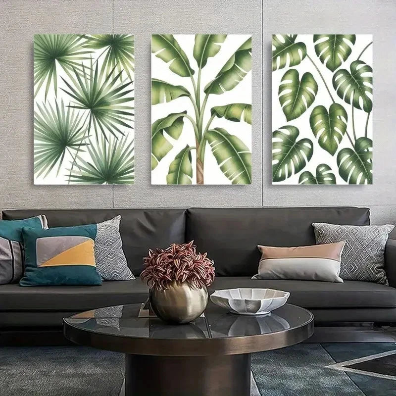 3pcs Tropical Palm Nordic  Monstera & Banana  Wall Art Set Canvas Framed 40x60cm - High Quality Print 100% Australian Made Wall Canvas Ready to Hang