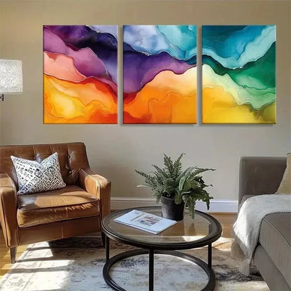 3pcs Colorful and Flowing Design Vibrant Perfect Wall Art Canvas Unframed - High Quality Print 100% Australian Made Wall Canvas - Bella Home Decor