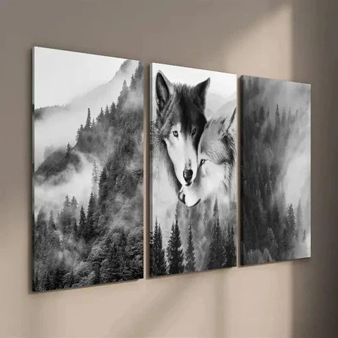 3pcs Forest Animal Lover Wolf Decor Wall Art Set Canvas Unframed - High Quality Print 100% Australian Made Wall Canvas - Bella Home Decor
