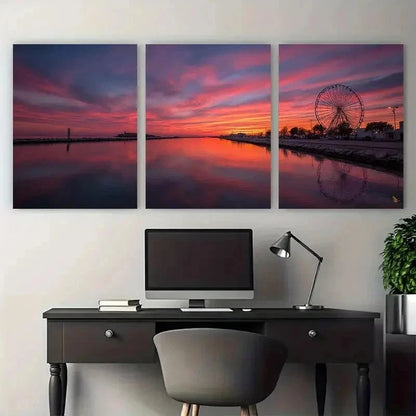 3pcs Twilight Serenade Seaside Décor Perfect Wall Art Set Canvas Framed 50x70cm - High Quality Print 100% Australian Made Wall Canvas Ready to Hang