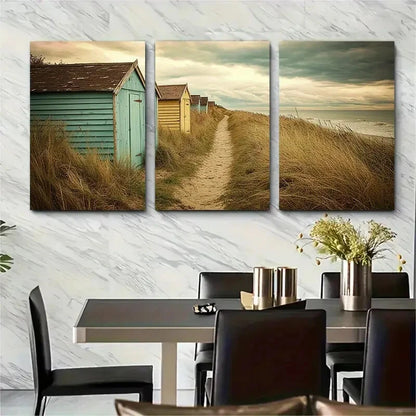 3pcs Vintage Beach House Coastal Beach Metal Print Ready to Hang Art - Bella Home Decor