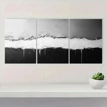 3pcs Black and White Abstract Textured BM Wall Art Set Canvas Framed 40x60cm - High Quality Print 100% Australian Made Wall Canvas Ready to Hang - Bella Home Decor