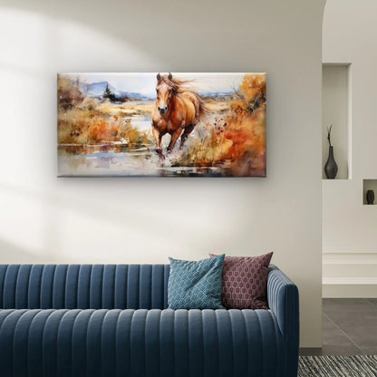 Galloping Horse Wall Art Canvas Office Home Room Framed 120x60cm