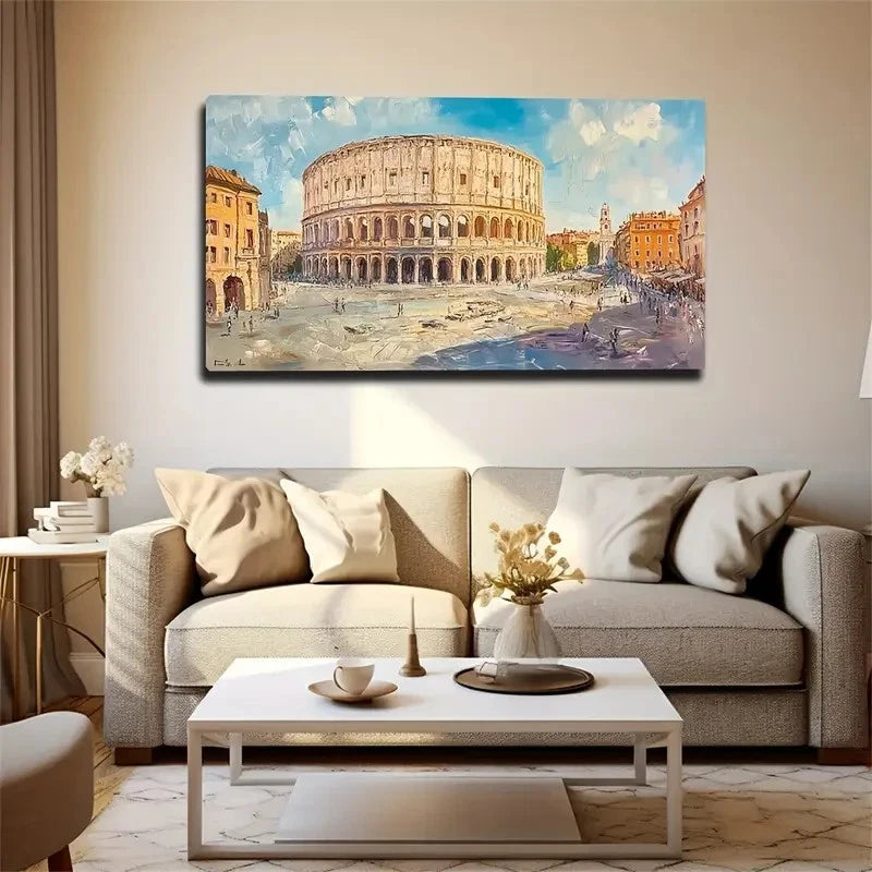Colosseum Aesthetic Theaters Wall Art Canvas Office Home Room Framed 120x60cm