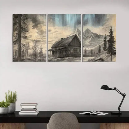 3pcs Rustic Mountain Cabin RMC   Wall Art Canvas  Framed 60x90cm - High Quality Print 100% Australian Made Wall Canvas Ready to Hang