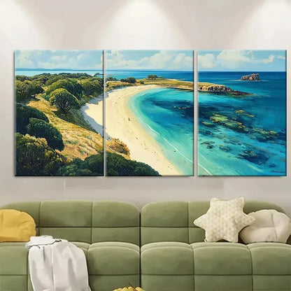 3pcs Phillip Island Beach Decor Australia Wall Art Set Canvas Framed 60x90cm - High Quality Print 100% Australian Made Wall Canvas Ready to Hang