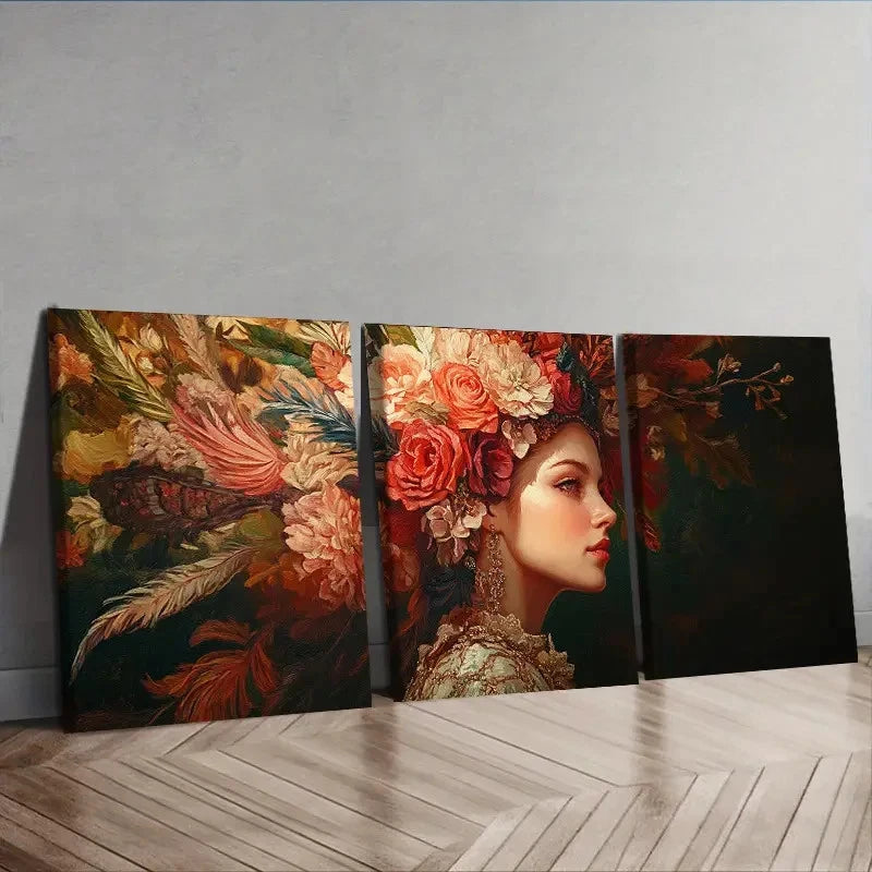 3pcs an elegant woman Wall Art Set Canvas Framed 50x70cm - High Quality Print 100% Australian Made Wall Canvas Ready to Hang - Bella Home Decor