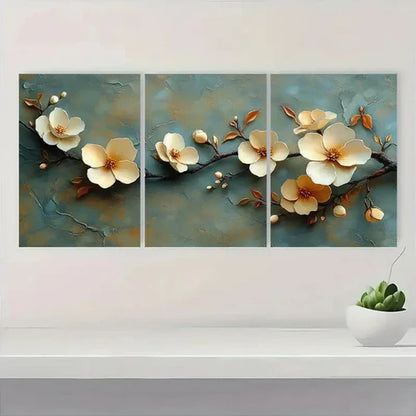 3pcs Jasmine Vine Elegant Home GL Wall Art Set Canvas Unframed - High Quality Print 100% Australian Made Wall Canvas - Bella Home Decor