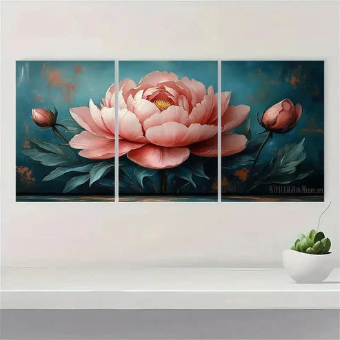 3pcs Pink Peony Nature Artwork PN Wall Art Canvas Unframed – High Quality Print 100% Australian Made Wall Canvas