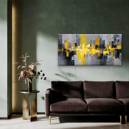 Abstract Featuring Bold Yellow Wall Art Canvas Office Home Room Framed 120x60cm - Bella Home Decor