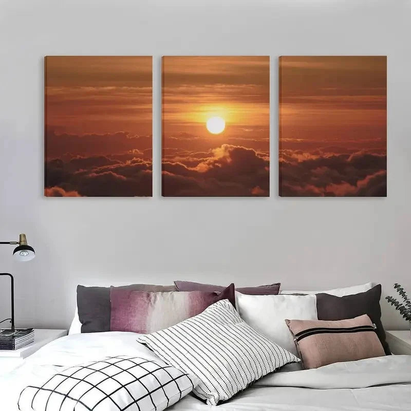 3pcs Sunset Warm Orange & Yellow Hues   Wall Art Set Canvas Framed 60x90cm - High Quality Print 100% Australian Made Wall Canvas Ready to Hang - Bella Home Decor