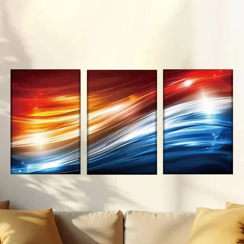 3pcs blue red aurora Wall Art Set Canvas Unframed - High Quality Print 100% Australian Made Wall Canvas - Bella Home Decor