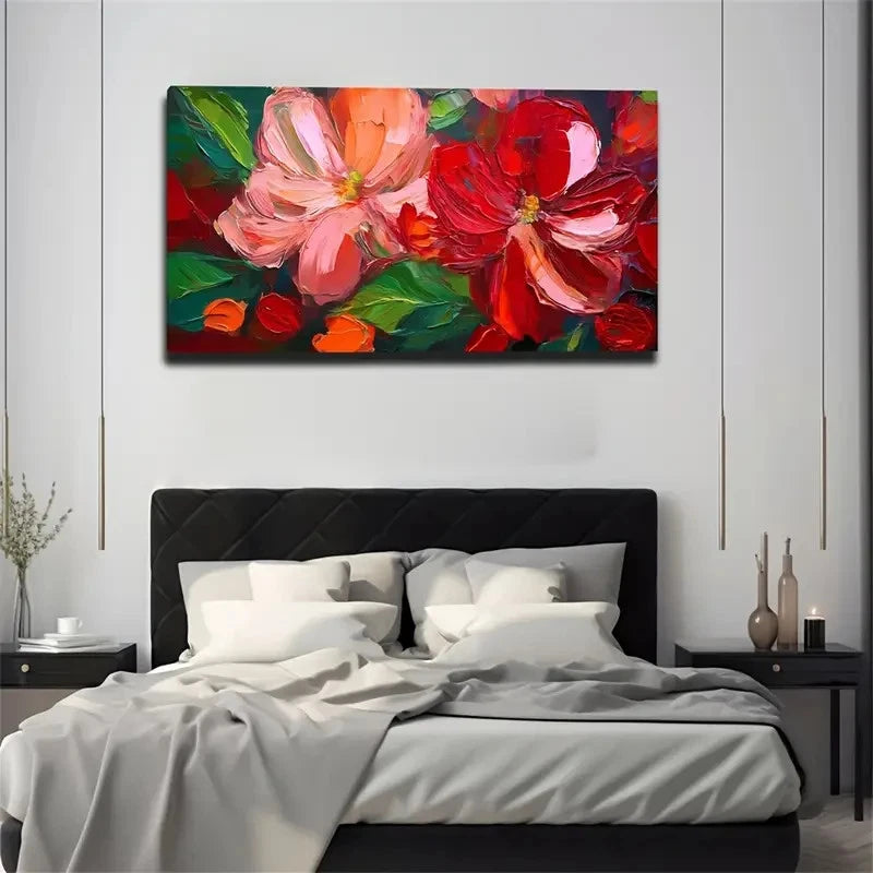 Red Flowers Exquisitely Wall Art Canvas Office Home Room Framed 120x60cm